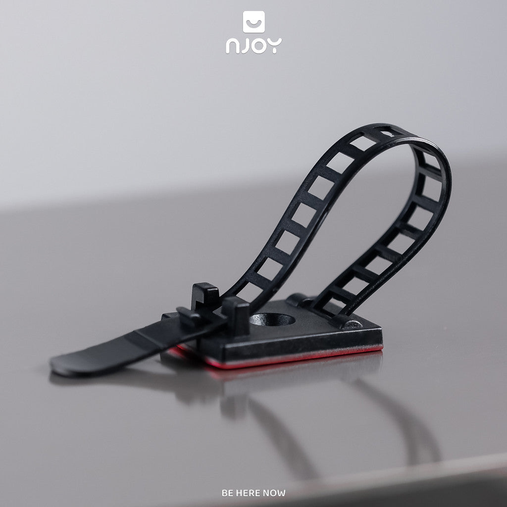 Nẹp Cố Định Dây Điện Belt Dây Rút Có Đế Dán Điều Chỉnh Nhiều Nấc Siết Gọn Bó Dây Cáp Đen Trắng