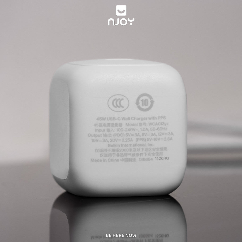 Củ Sạc Nhanh 45W Belkin Chính Hãng Type C To Type C PD3.2 Cho Điện Thoại iPhone 18 Pro Max 17 16 iPad Njoy BoostCharge