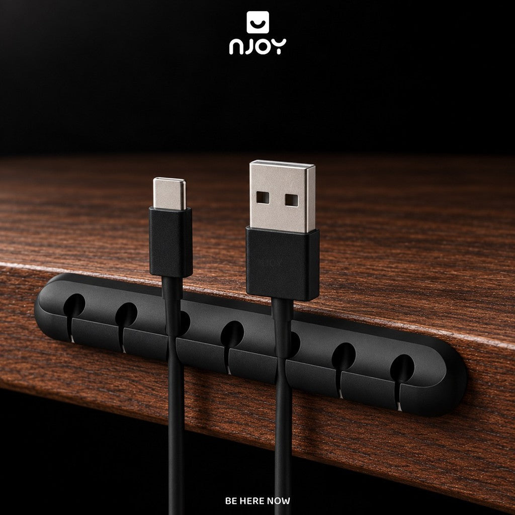 Kẹp Cố Định Dây Cáp Sạc Chất Liệu Silicon Nhiều Khe Dán Cạnh Bàn Xếp Gọn Dây Sạc Tai Nghe Máy Tính