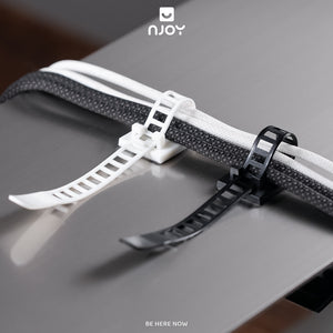 Nẹp Cố Định Dây Điện Belt Dây Rút Có Đế Dán Điều Chỉnh Nhiều Nấc Siết Gọn Bó Dây Cáp Đen Trắng