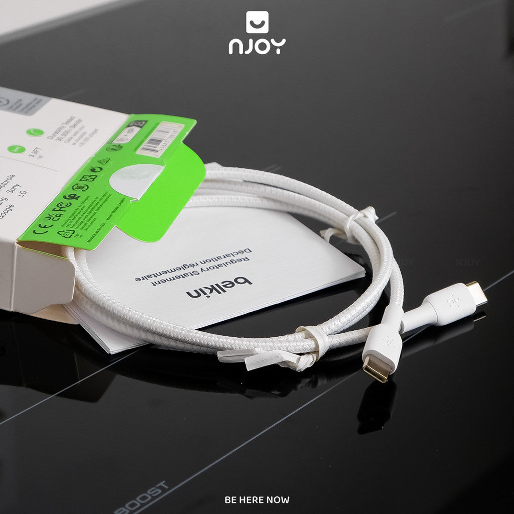Cáp Sạc Nhanh 60W Belkin Type C To Type Dây Dù Siêu Bền 30000 Lần Gập 1m Cho Điện Thoại iPhone 18 17 Macbook iPad Njoy