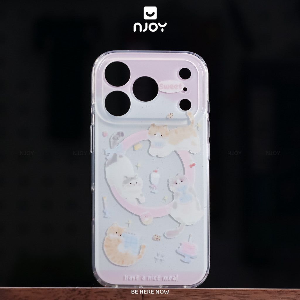 Ốp Lưng In Hình Mèo Meowday Dễ Thương Màu Hồng Magsafe Cho iPhone 18 Pro Max 17 16 15 14 Njoy
