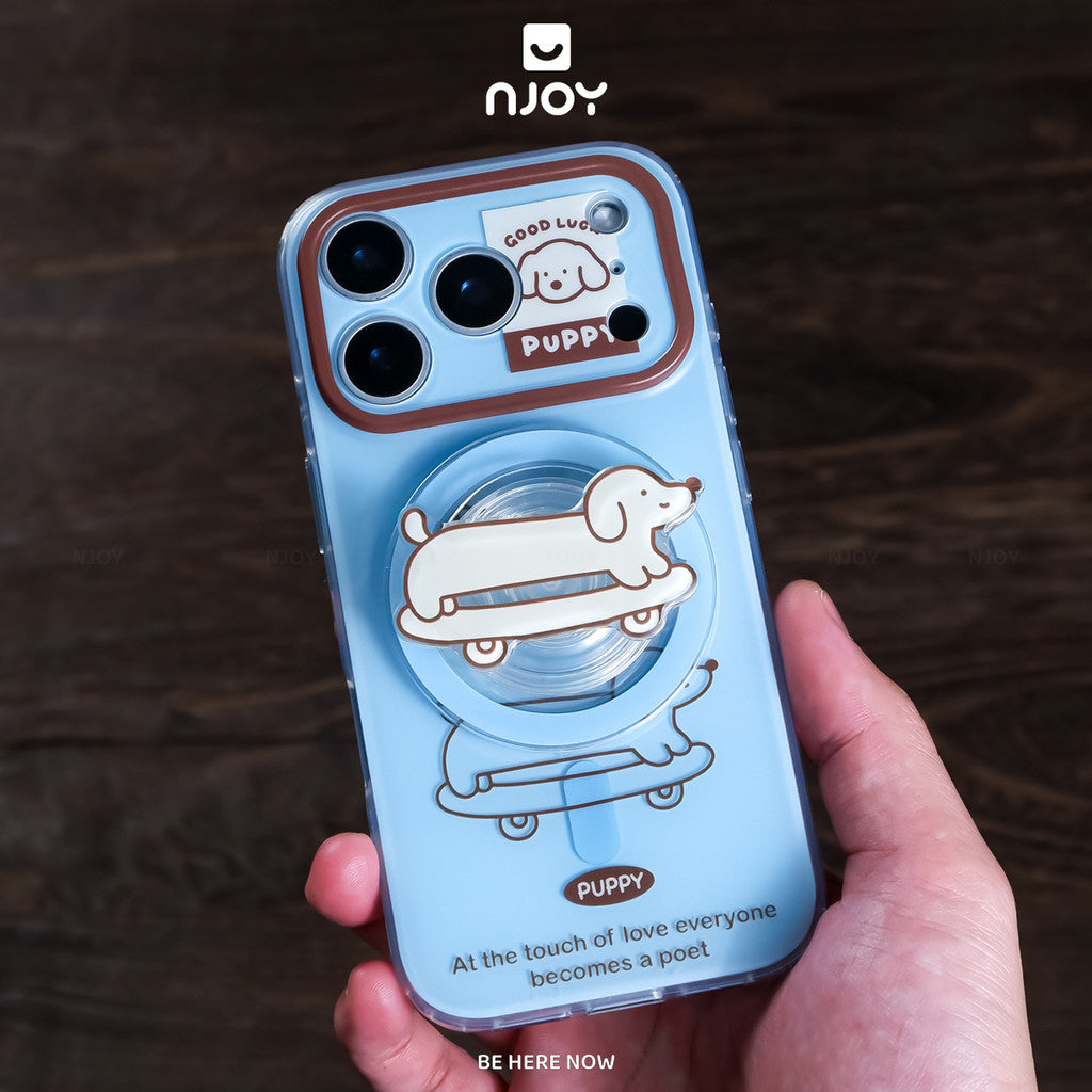 Ốp Lưng In Hình Skate Pup Chó Trượt Ván Kèm Popsocket Cho Điện Thoại iPhone 18 Pro Max 17 16 15 14 Njoy