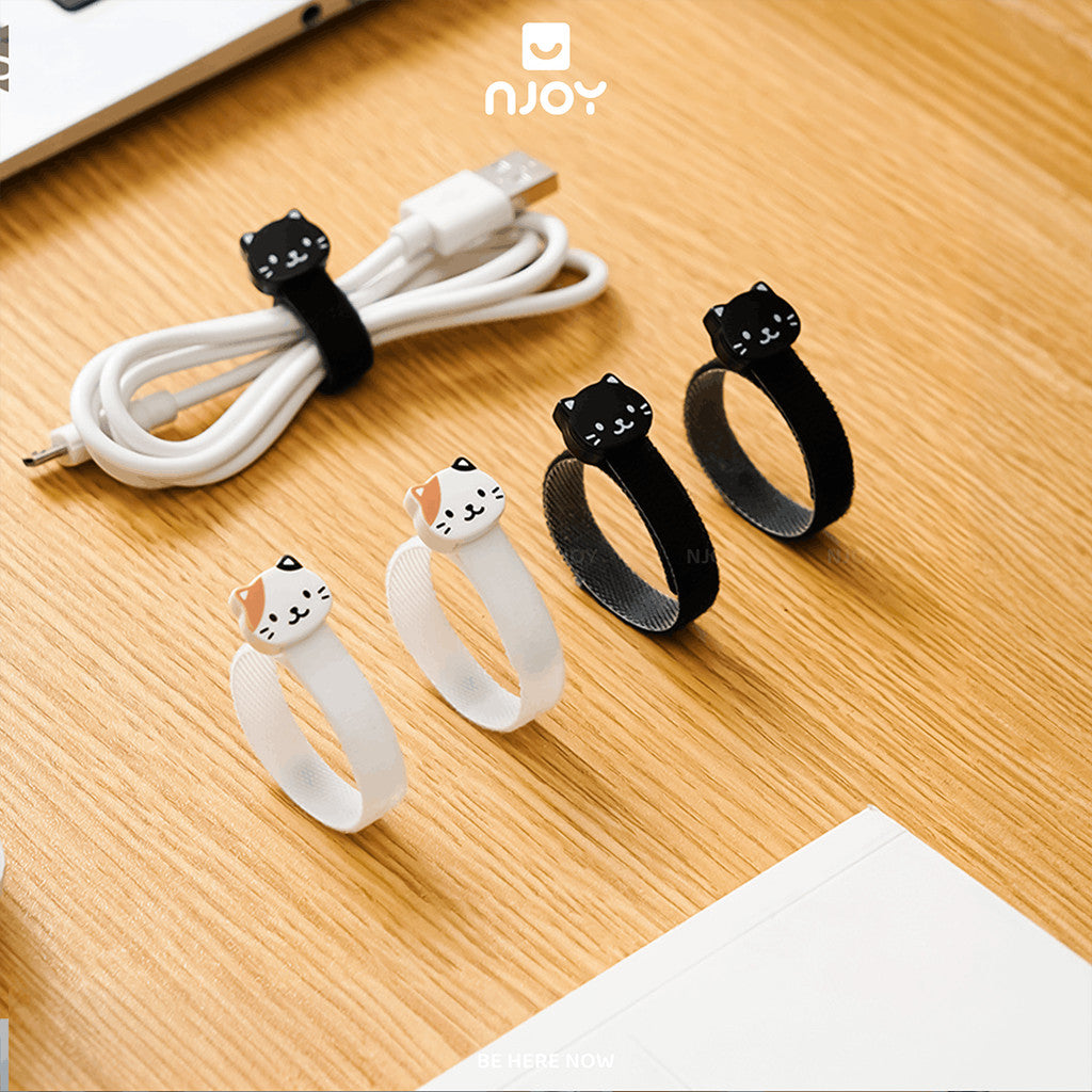 Dây Velcro Nylon Đai Buộc Làm Gọn Chống Rối Cho Dây Cáp Sạc Tai Nghe Tiện Lợi Tái Sử Dụng Njoy