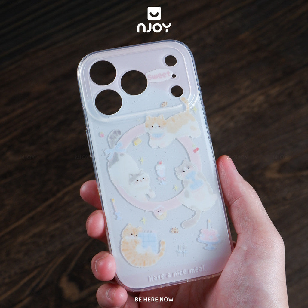 Ốp Lưng In Hình Mèo Meowday Dễ Thương Màu Hồng Magsafe Cho iPhone 18 Pro Max 17 16 15 14 Njoy