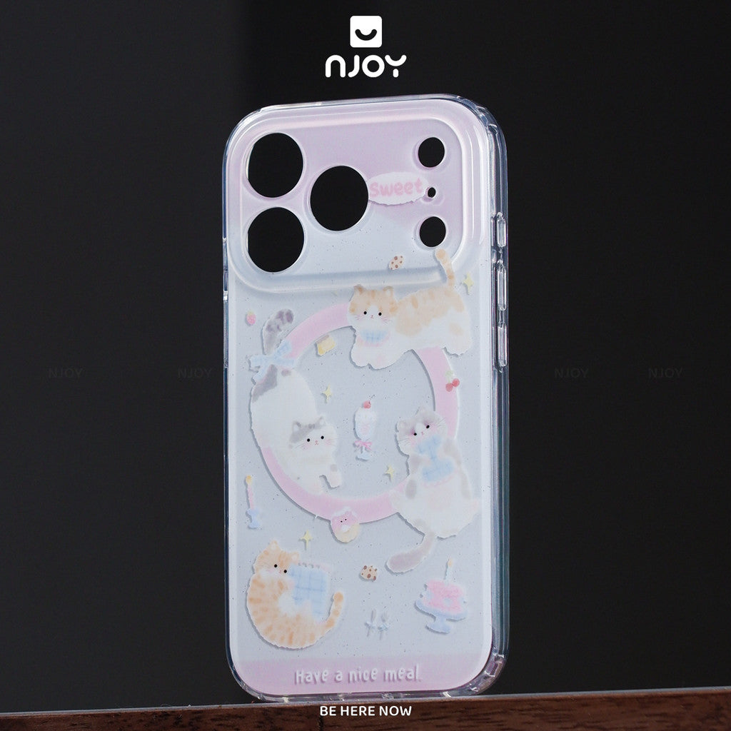 Ốp Lưng In Hình Mèo Meowday Dễ Thương Màu Hồng Magsafe Cho iPhone 18 Pro Max 17 16 15 14 Njoy