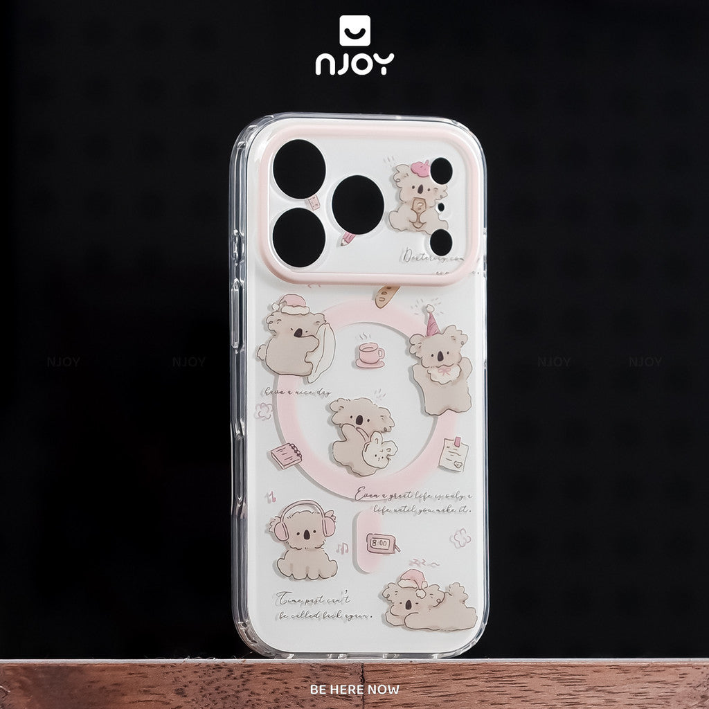 Ốp In Hình Gấu Túi Koala Dễ Thường Kèm Popsocket Hít Magsafe Cho Điện Thoại iPhone 18 Pro Max 17 16 15 14