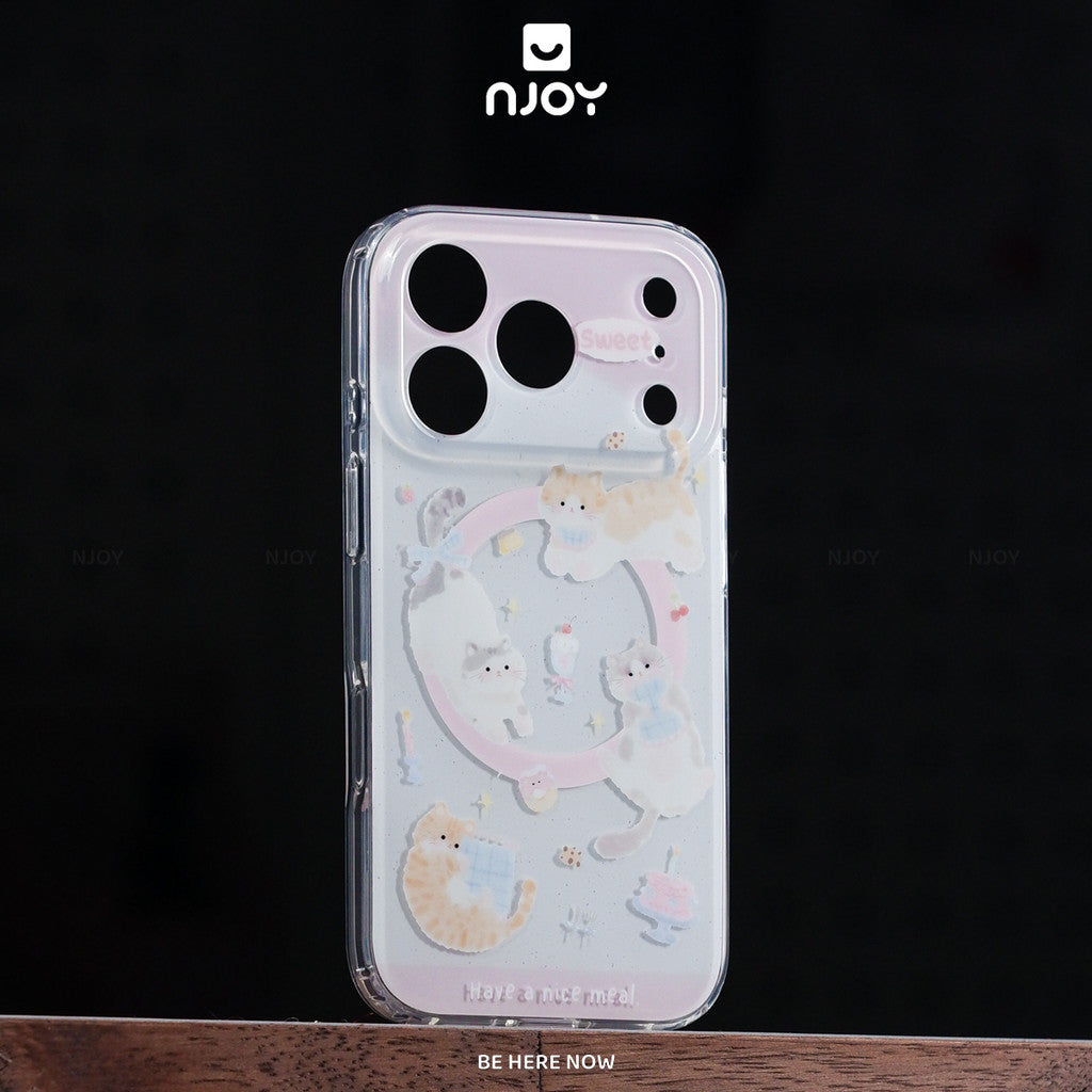 Ốp Lưng In Hình Mèo Meowday Dễ Thương Màu Hồng Magsafe Cho iPhone 18 Pro Max 17 16 15 14 Njoy