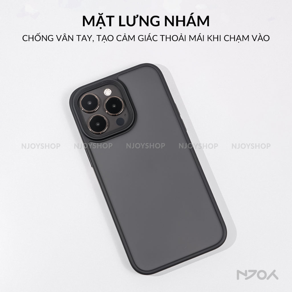 Ốp Nhám Viền Màu Chống Vân Tay Likgus Nút Kim Loại Cho iPhone 17 Pro Max 16 15 14 13 12 11