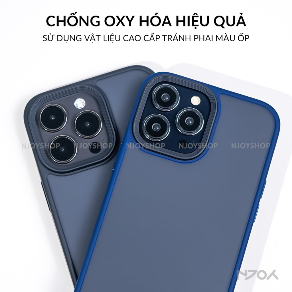 Ốp Nhám Viền Màu Chống Vân Tay Likgus Nút Kim Loại Cho iPhone 17 Pro Max 16 15 14 13 12 11