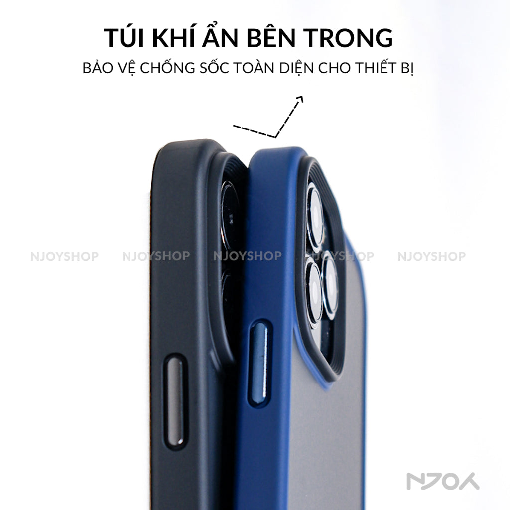 Ốp Nhám Viền Màu Chống Vân Tay Likgus Nút Kim Loại Cho iPhone 17 Pro Max 16 15 14 13 12 11