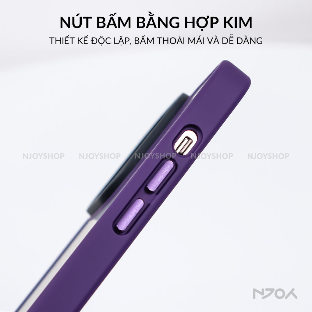 Ốp Nhám Viền Màu Chống Vân Tay Likgus Nút Kim Loại Cho iPhone 17 Pro Max 16 15 14 13 12 11