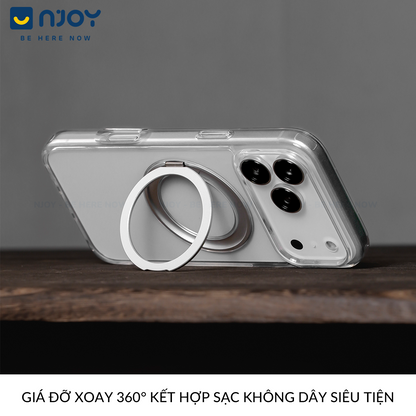 Ốp Magsafe Trong Suốt Giá Đỡ Xoay 360 Độ Cho iPhone 17 Pro Max 16 15 14 13 12