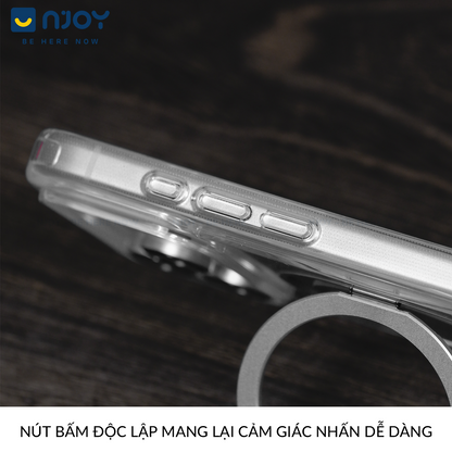 Ốp Magsafe Trong Suốt Giá Đỡ Xoay 360 Độ Cho iPhone 17 Pro Max 16 15 14 13 12