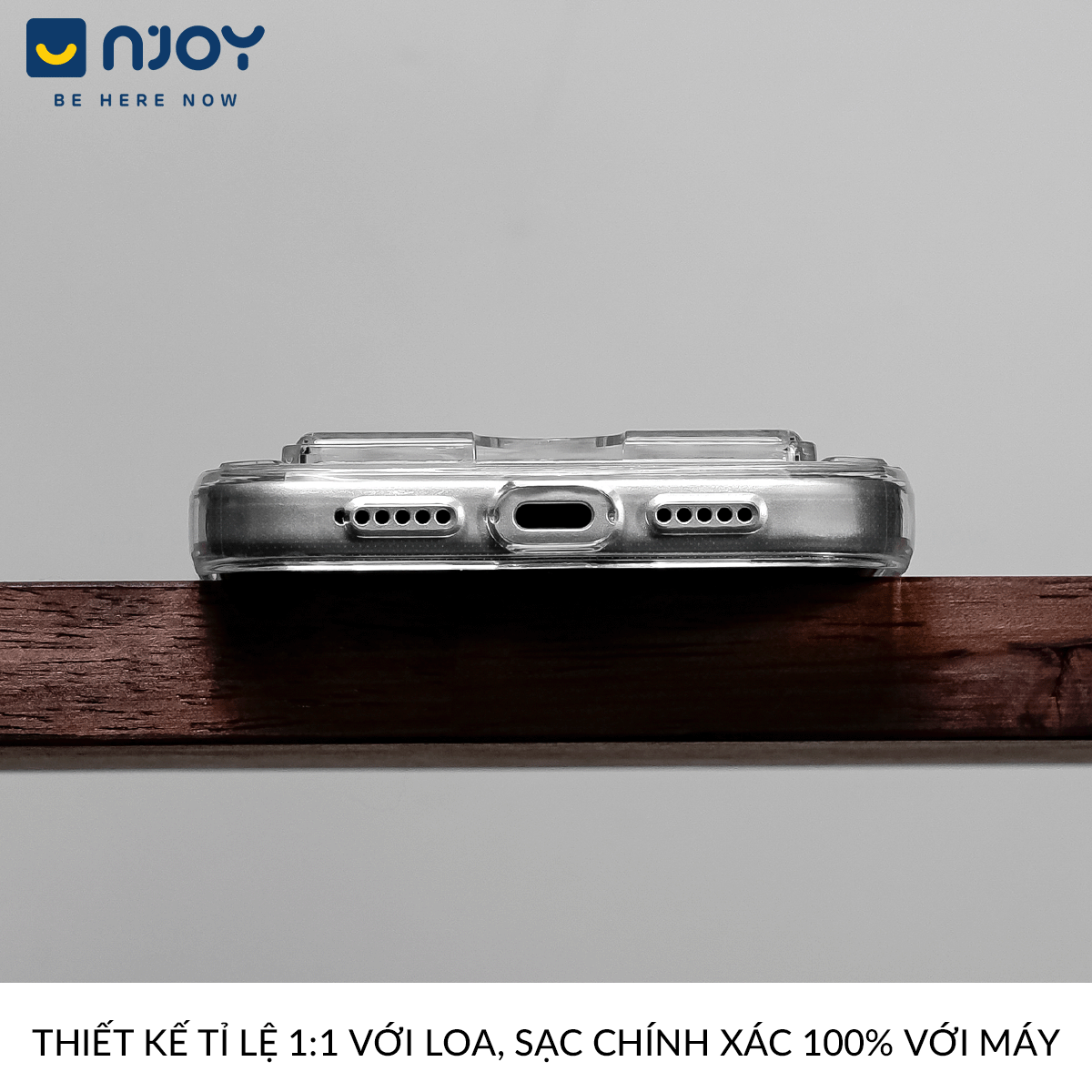 Ốp Lưng Trong Suốt Njoy Đựng Thẻ Bảo Vệ Camera Chống Sốc Cho iPhone 17 Pro Max 16 15 14 13 12