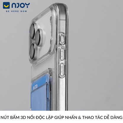 Ốp Lưng Trong Suốt Njoy Đựng Thẻ Bảo Vệ Camera Chống Sốc Cho iPhone 17 Pro Max 16 15 14 13 12