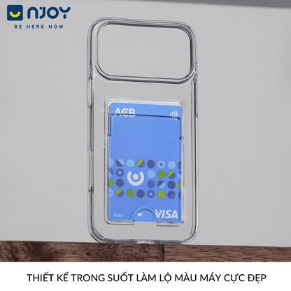 Ốp Lưng Trong Suốt Njoy Đựng Thẻ Bảo Vệ Camera Chống Sốc Cho iPhone 17 Pro Max 16 15 14 13 12