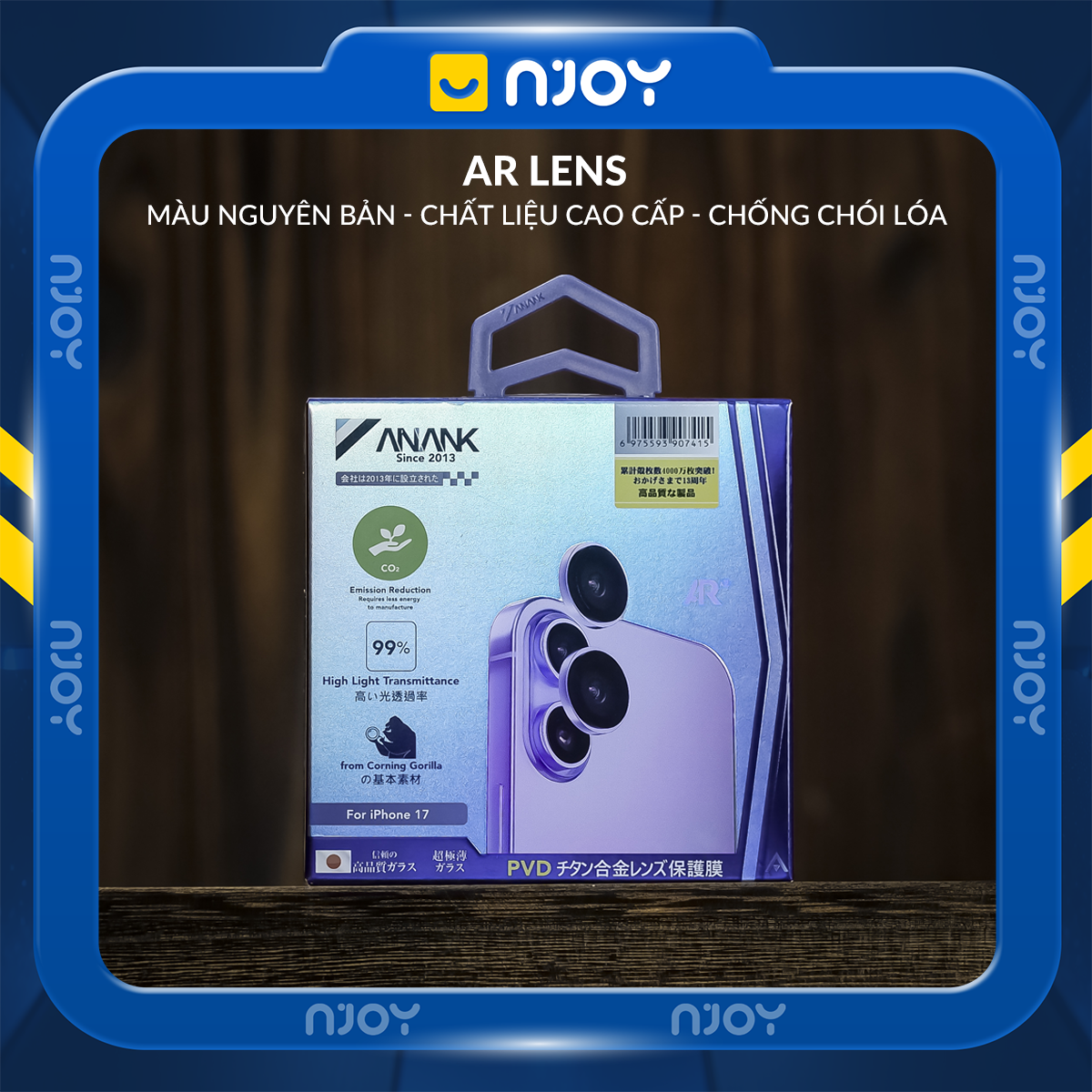 Cường Lực Camera Anank AR Chống Trầy Xước Cho iPhone 16 Plus 15 Plus 16 17 Pro Max 15 14 13