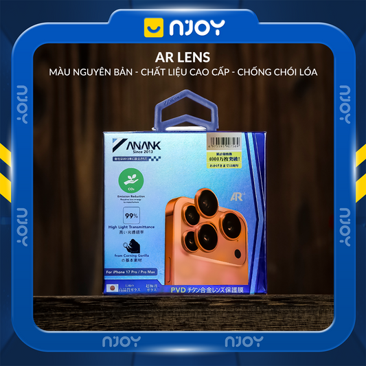 Bộ Vòng Cường Lực Bảo Vệ Camera Anank AR Chống Trầy Xước Màu Nguyên Bản Cho iPhone 13 14 15 16 17 Pro Max Njoyshop