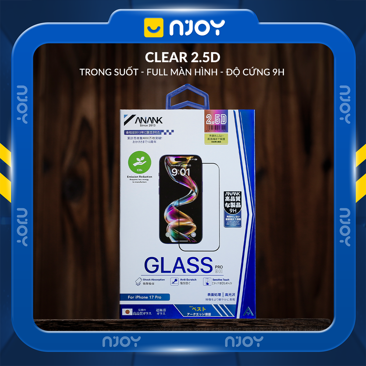 Kính Cường Lực Anank Trong Suốt 2.5D Cho iPhone 17 Pro Max 16 15 14 13 12 11