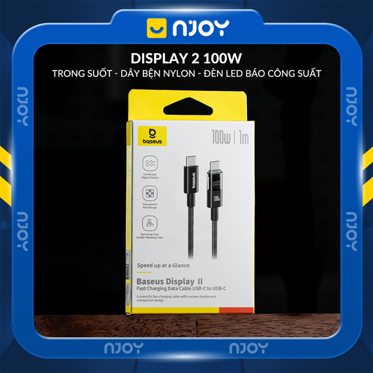Dây Cáp Sạc Baseus 100W Type C To C Đèn Led Báo Công Suất Sạc Cho Điện Thoại iPhone iPad Macbook