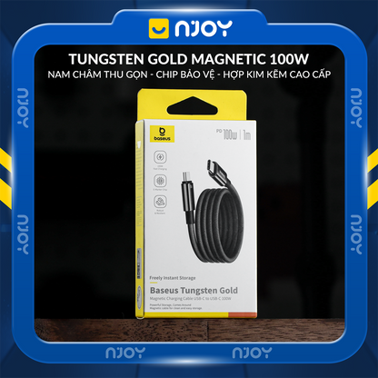 Cáp Sạc Nhanh Baseus Tungsten 100W Hỗ Trợ Nam Châm Chống Rối Cho iPhone 16 Pro Max 15 Laptop iPad