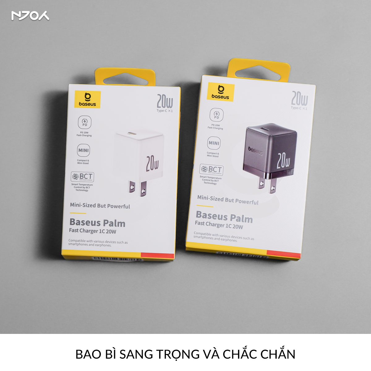 Củ Sạc Nhanh 20W Baseus Palm 2 Cổng Type C USB-A Nhỏ Gọn Cho iPhone Samsung