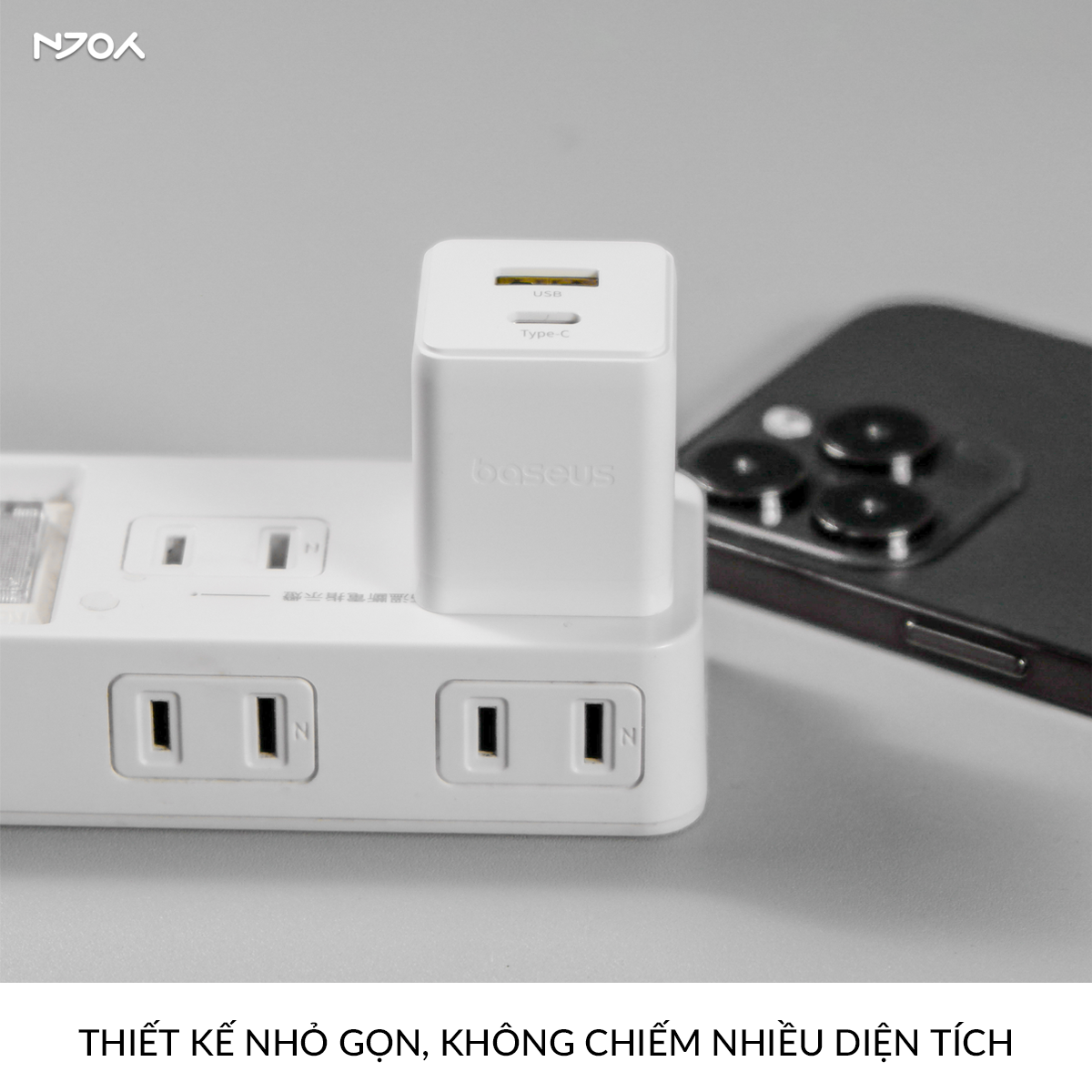 Củ Sạc Nhanh 20W Baseus Palm 2 Cổng Type C USB-A Nhỏ Gọn Cho iPhone Samsung