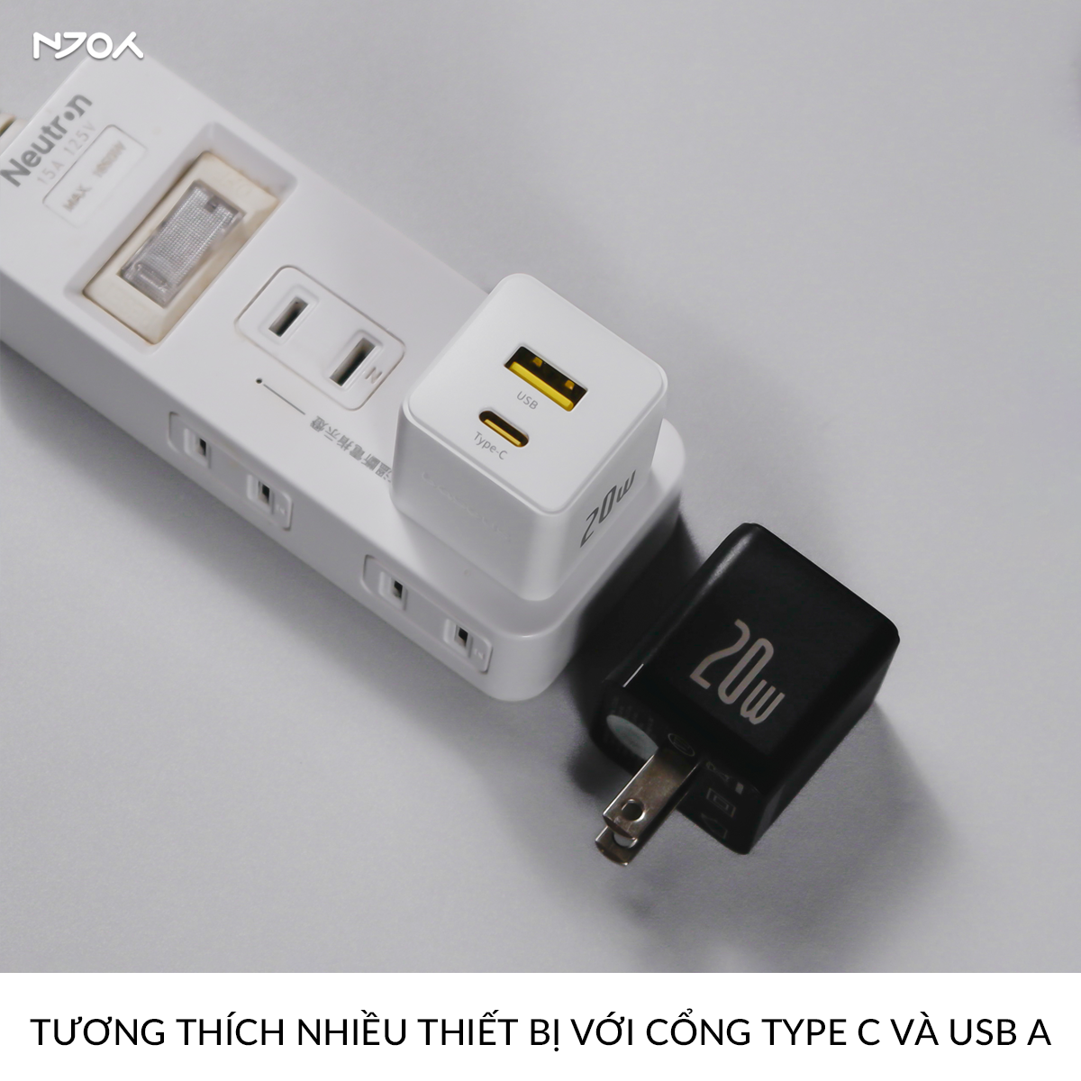 Củ Sạc Nhanh 20W Baseus Palm 2 Cổng Type C USB-A Nhỏ Gọn Cho iPhone Samsung