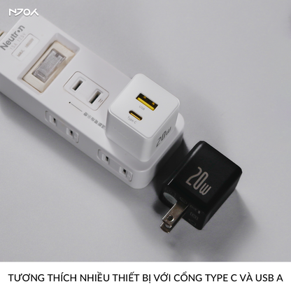 Củ Sạc Nhanh 20W Baseus Palm 2 Cổng Type C USB-A Nhỏ Gọn Cho iPhone Samsung