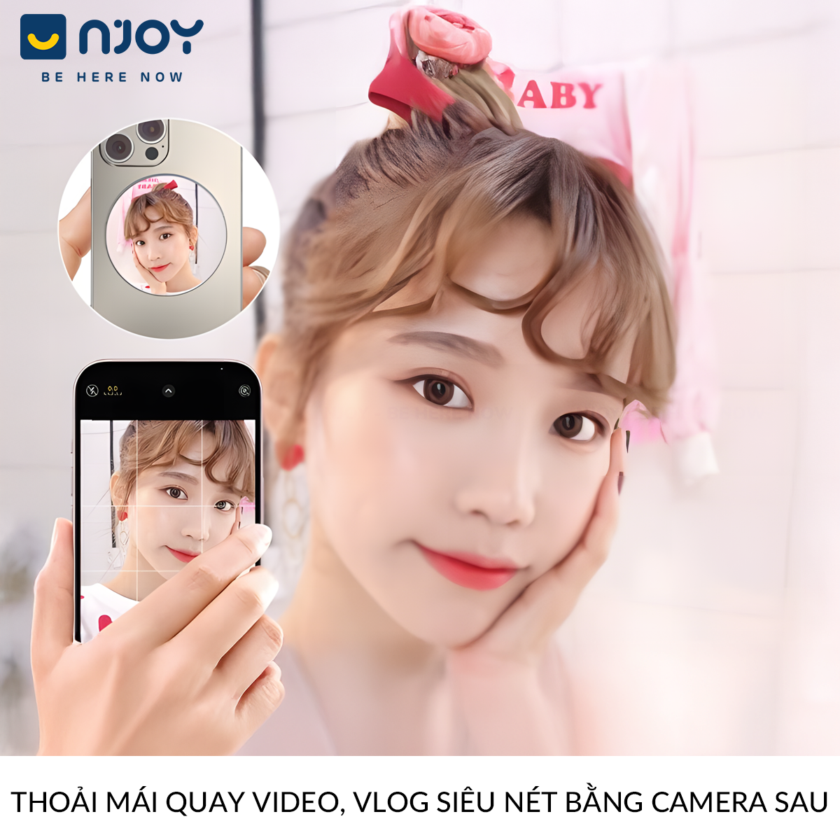 Gương Chụp Ảnh Selfie Camera Sau Hít Magsafe Cho Điện Thoại iPhone 17 Pro Max 16 15 14 13 12