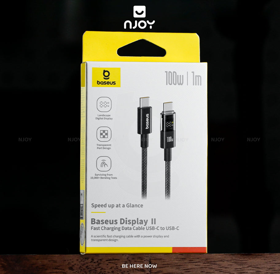 Dây Cáp Sạc Baseus 100W Type C To C Đèn Led Báo Công Suất Sạc Cho Điện Thoại iPhone iPad Macbook
