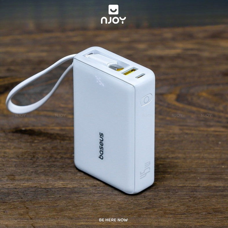 Sạc Dự Phòng Baseus 10000mAh Tích Hợp Cáp Type C QC PD 45W Cho Điện Thoại iPhone 17 Pro Max 15 14 13