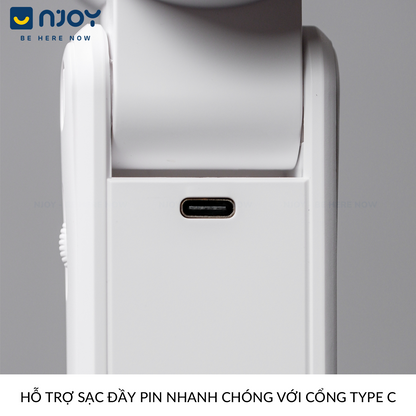 Quạt Cầm Tay Mini Siêu Nhỏ Gọn Chống Ồn Sạc Tích Điện Type C Pin Dung Lượng Lớn Màn Hình LCD