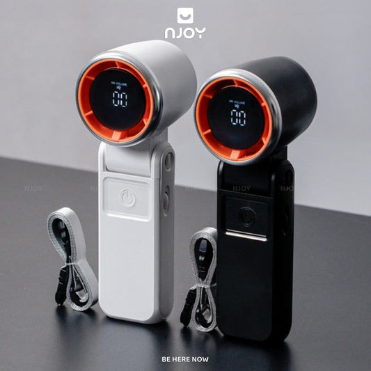 Quạt Cầm Tay Mini Siêu Nhỏ Gọn Chống Ồn Sạc Tích Điện Type C Pin Dung Lượng Lớn Màn Hình LCD