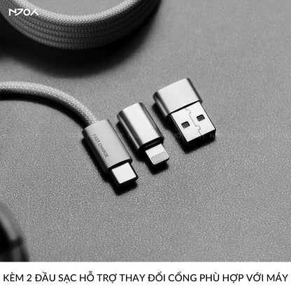 Cáp Sạc Nhanh Đa Năng 3 Trong 1 240W Type C Dây Nylon Cho iPhone MacBook iPad AirPods