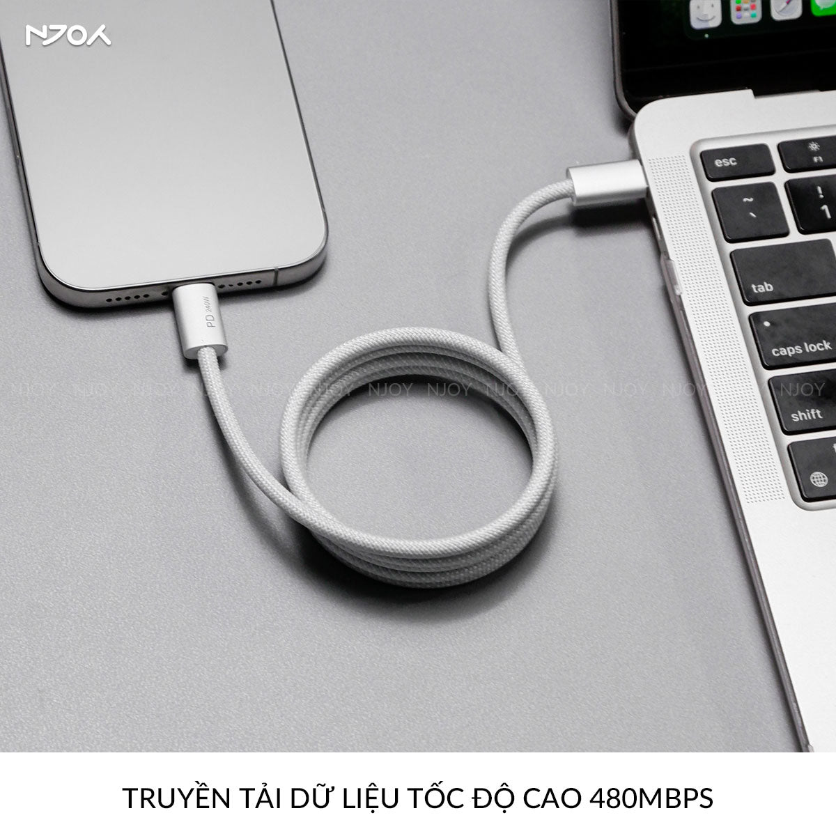Cáp Sạc Nhanh Đa Năng 3 Trong 1 240W Type C Dây Nylon Cho iPhone MacBook iPad AirPods