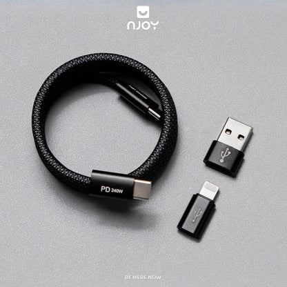 Cáp Sạc Nhanh Đa Năng 3 Trong 1 240W Type C Dây Nylon Cho iPhone MacBook iPad AirPods