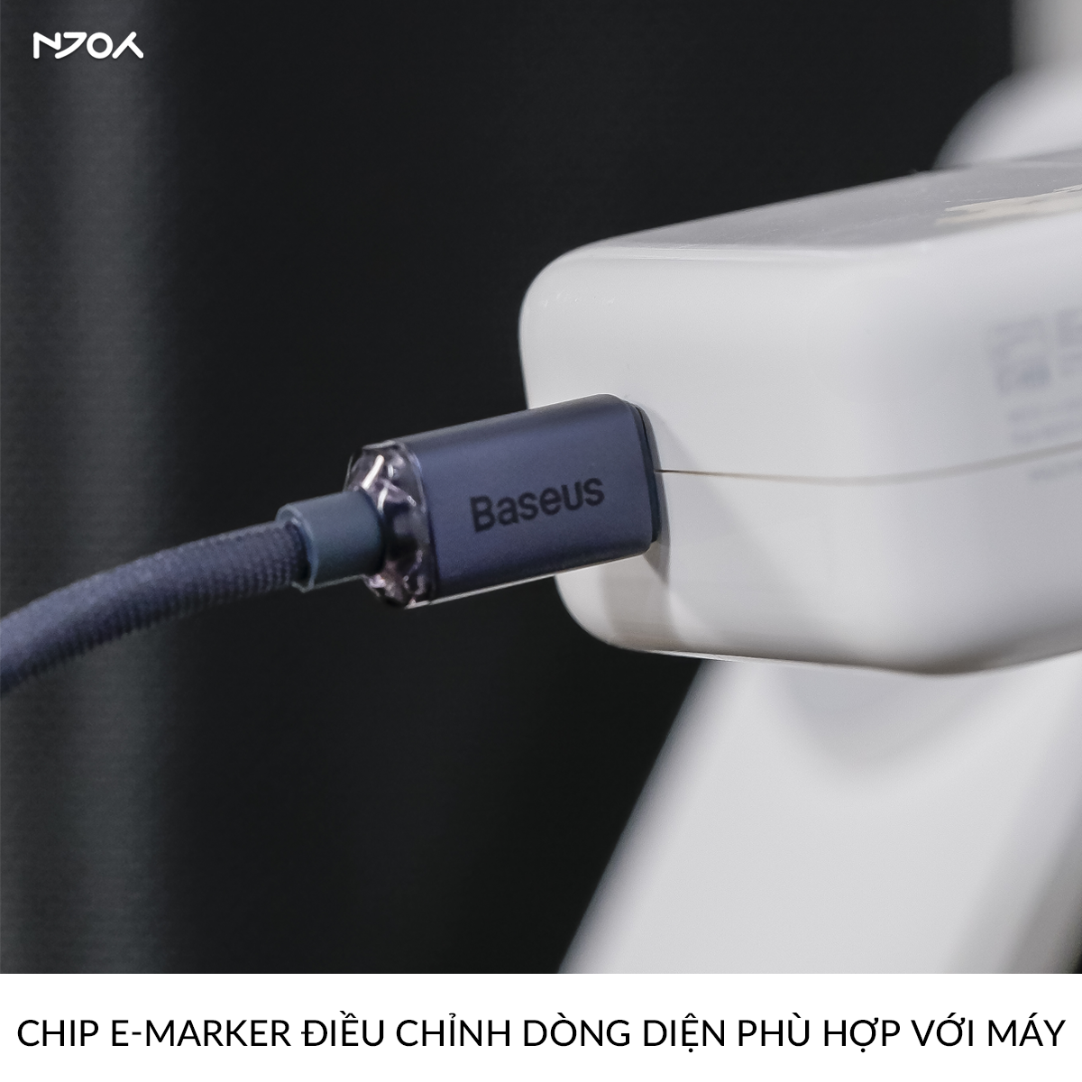 Cáp Sạc Nhanh Baseus 100W Trong Suốt Dây Dù Bện Chống Đứt Gãy Cho iPhone 16 Pro Max 15