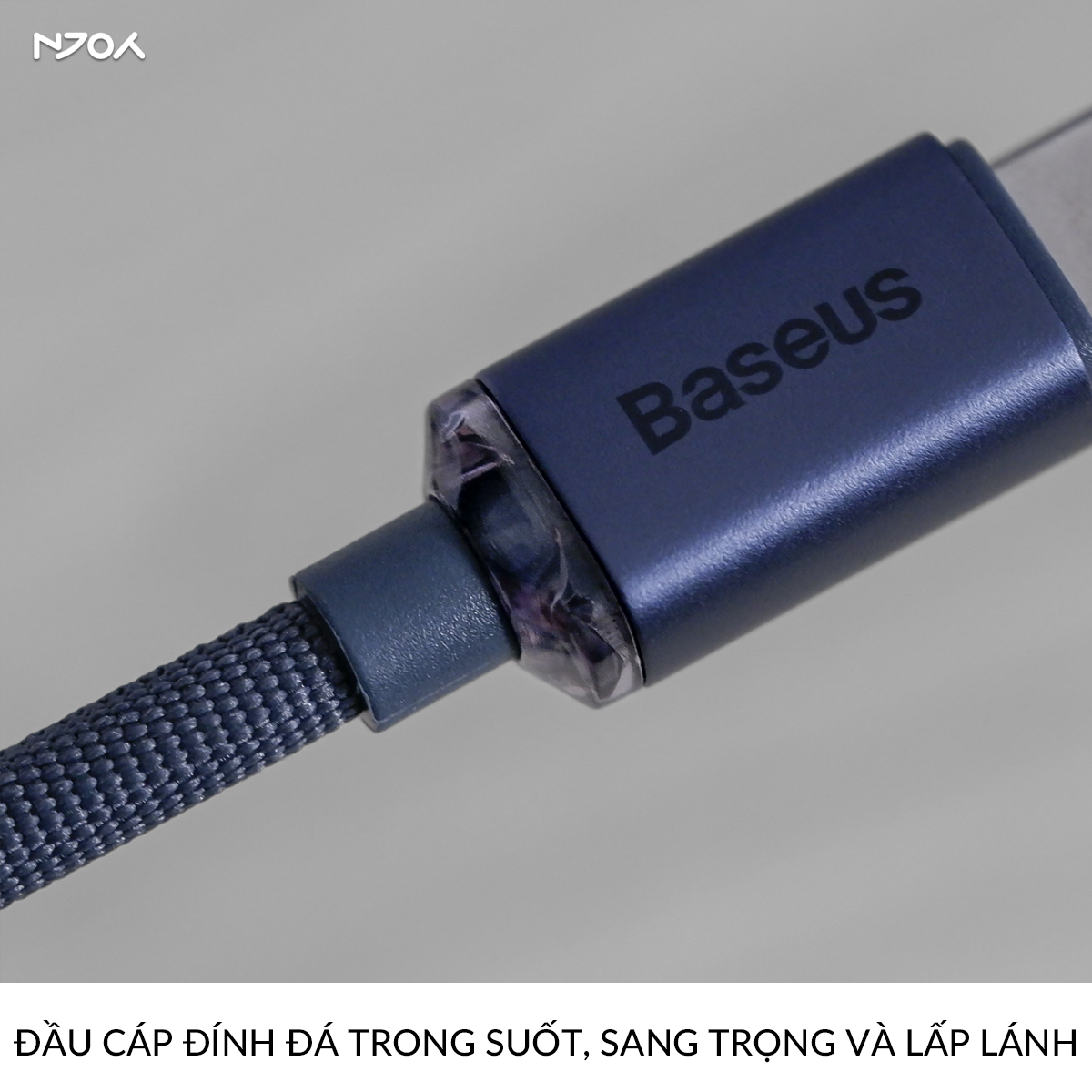 Cáp Sạc Nhanh Baseus 100W Trong Suốt Dây Dù Bện Chống Đứt Gãy Cho iPhone 16 Pro Max 15