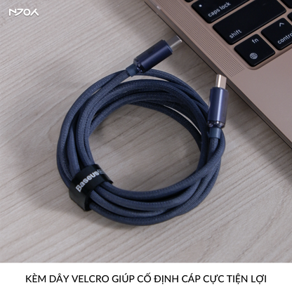 Cáp Sạc Nhanh Baseus 100W Trong Suốt Dây Dù Bện Chống Đứt Gãy Cho iPhone 16 Pro Max 15