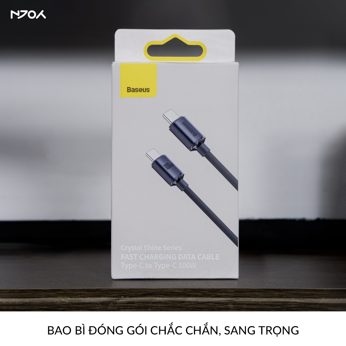 Cáp Sạc Nhanh Baseus 100W Trong Suốt Dây Dù Bện Chống Đứt Gãy Cho iPhone 16 Pro Max 15