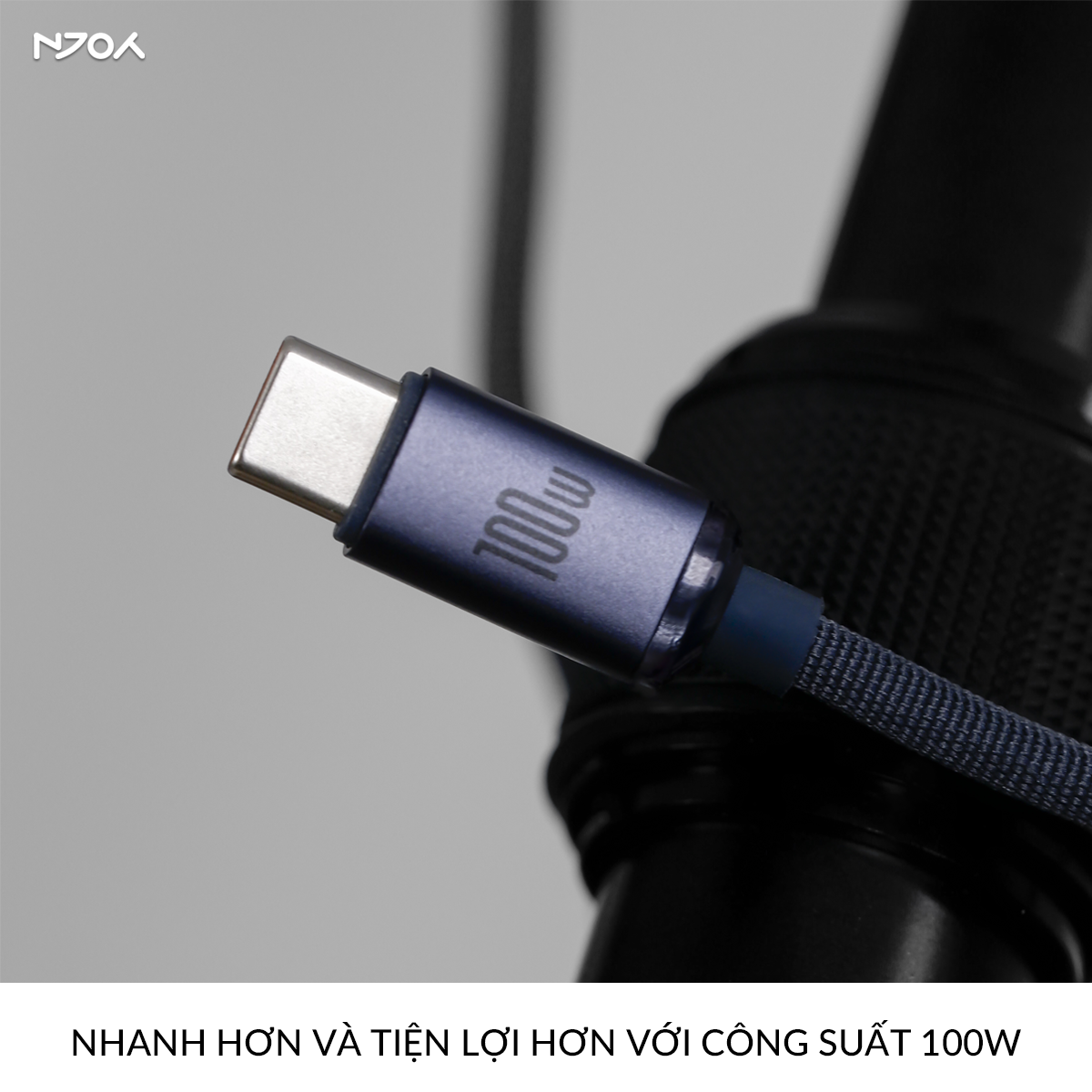 Cáp Sạc Nhanh Baseus 100W Trong Suốt Dây Dù Bện Chống Đứt Gãy Cho iPhone 16 Pro Max 15