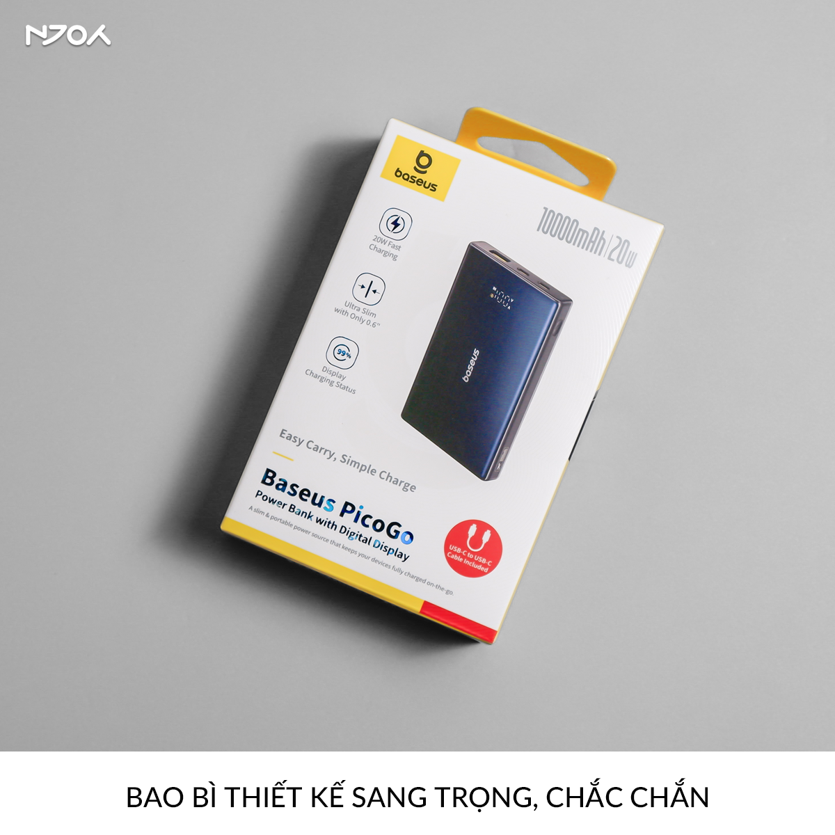 Sạc Dự Phòng Baseus 10000mAh Siêu Mỏng QC PD 20W Cho iPhone 16 Pro Max Samsung