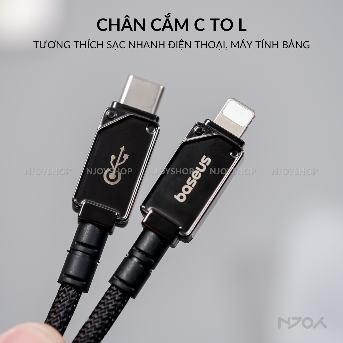 Cáp Sạc Nhanh Baseus 20W Có Đèn Led Dây Bện Chống Đứt Gãy Dài 1m 2m Cho iPhone 11 12 13 14 Pro Max