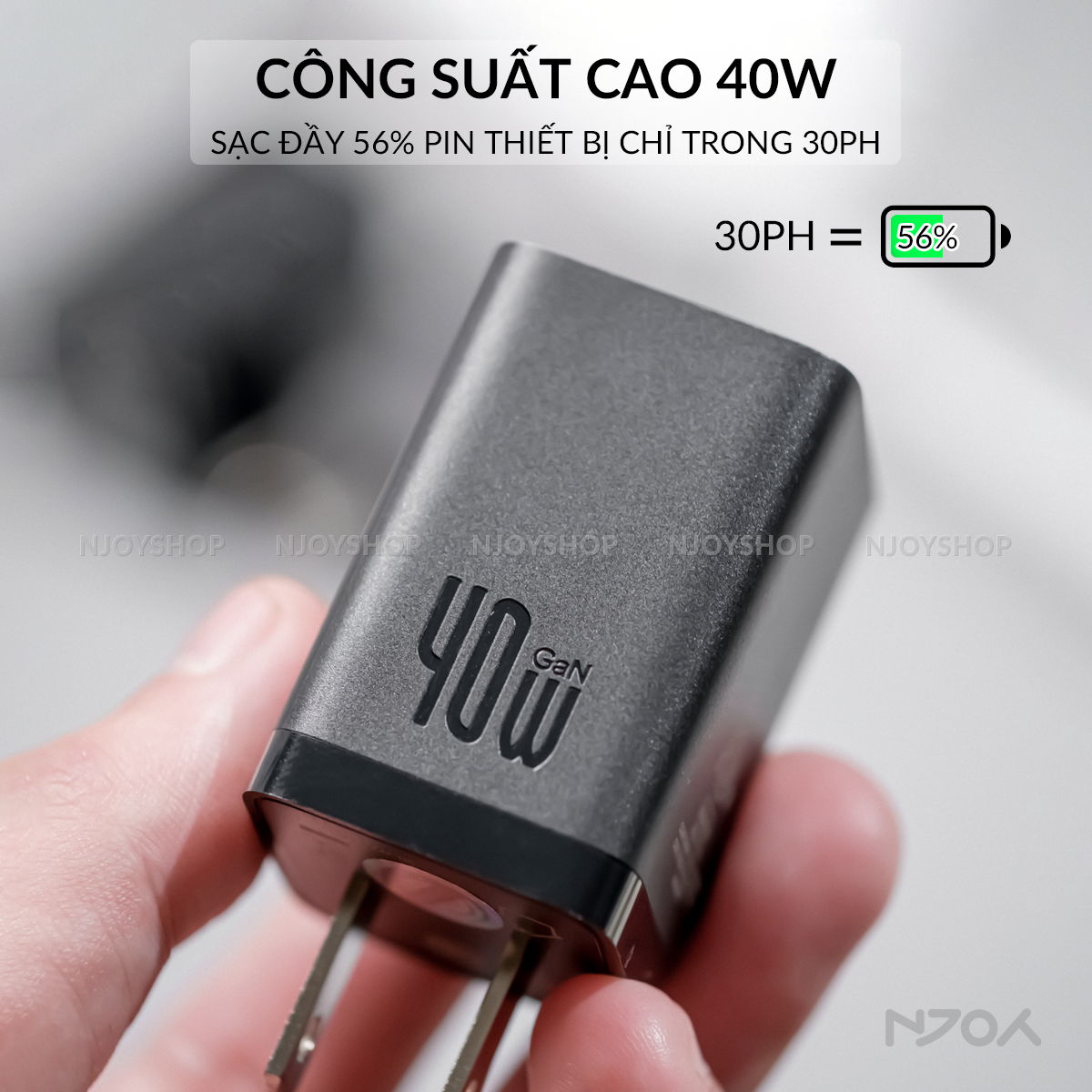 Củ Sạc Nhanh Baseus 40W GaN5 Pro Nhỏ Gọn Cổng Type C Hỗ Trợ QC PD 3.0