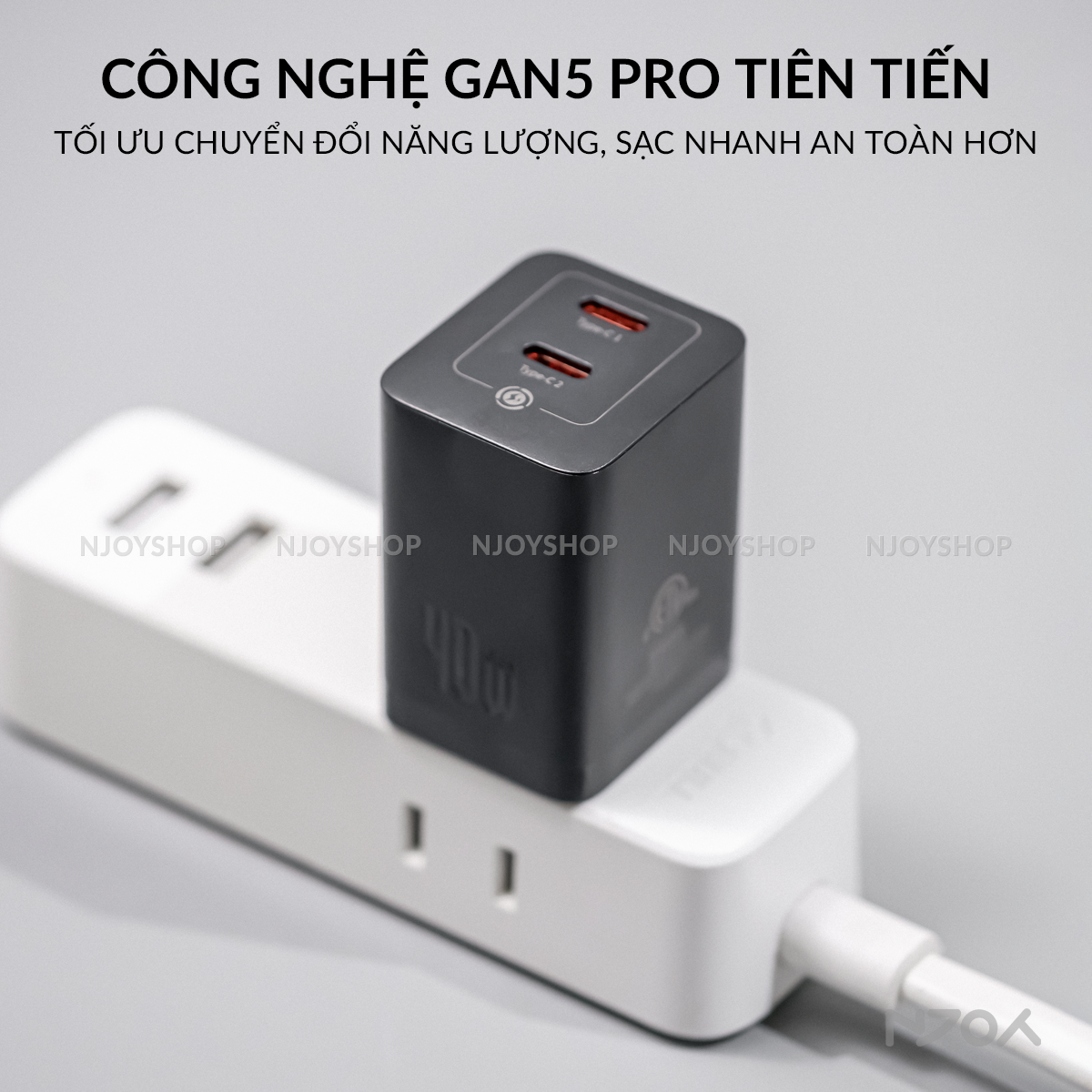 Củ Sạc Nhanh Baseus 40W GaN5 Pro Nhỏ Gọn Cổng Type C Hỗ Trợ QC PD 3.0