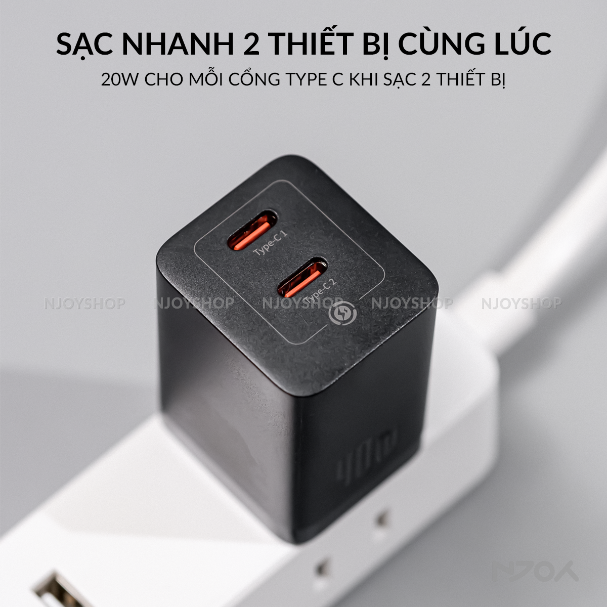 Củ Sạc Nhanh Baseus 40W GaN5 Pro Nhỏ Gọn Cổng Type C Hỗ Trợ QC PD 3.0