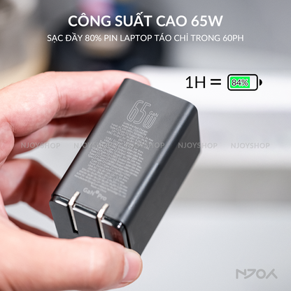 Củ Sạc Nhanh 65W Baseus GaN6 Pro Nhỏ Gọn 2 Cổng Type C & USB Kèm Cáp C to C