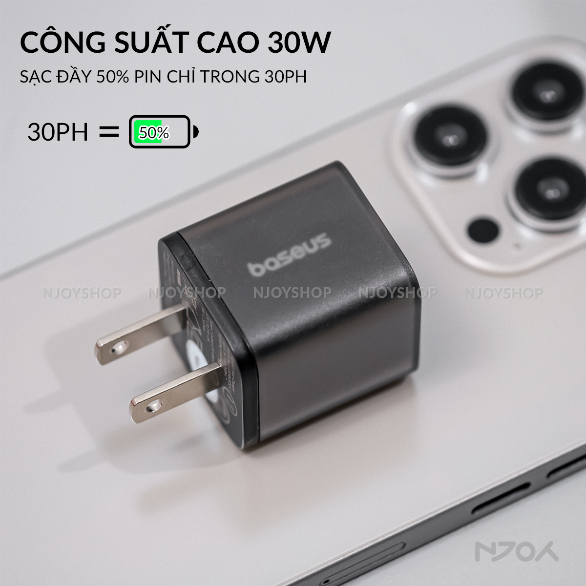 Củ Sạc 30W Baseus GaN5s Nhỏ Gọn Cổng Type C Hỗ Trợ QC PD 3.0 Cho Điện Thoại Máy Tính Bảng